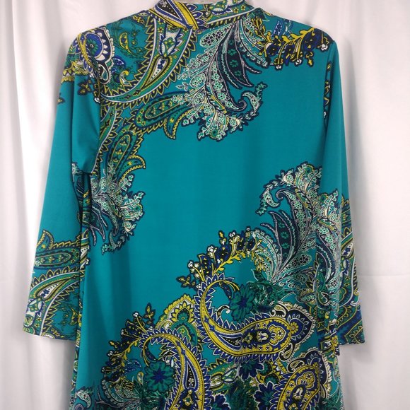 Melissa Paige turquoise multi color paisley tunic - Picture 1 of 8